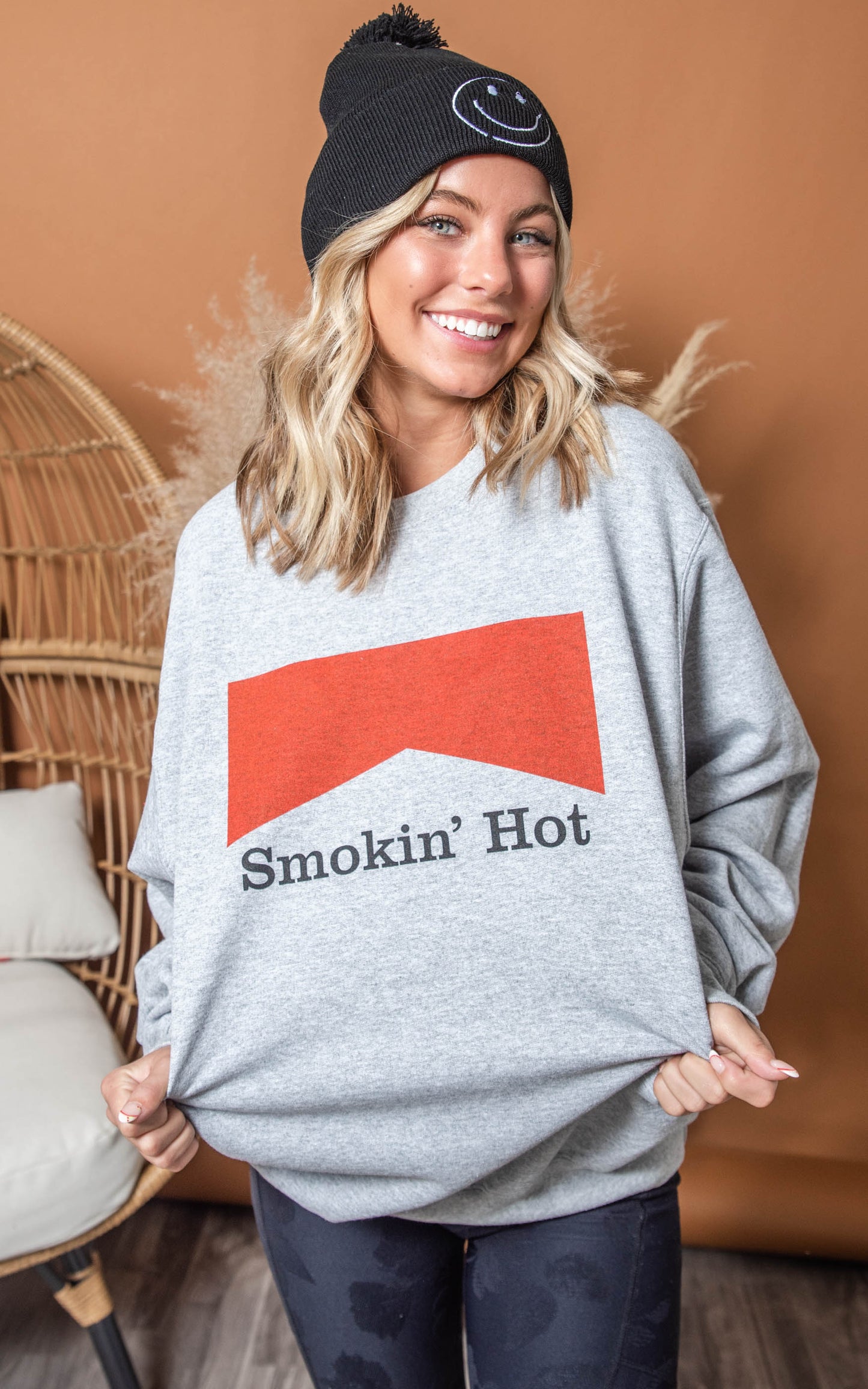 Smile Pom Pom Knit Beanie** - Final Sale