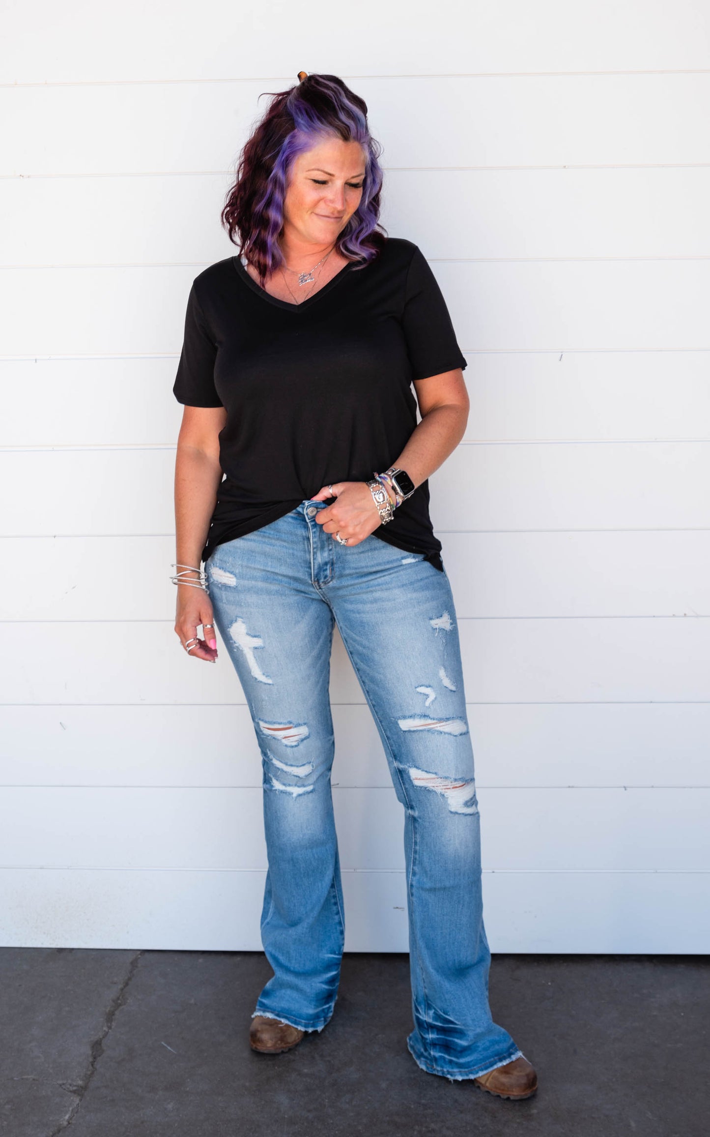 black v-neck modal tee