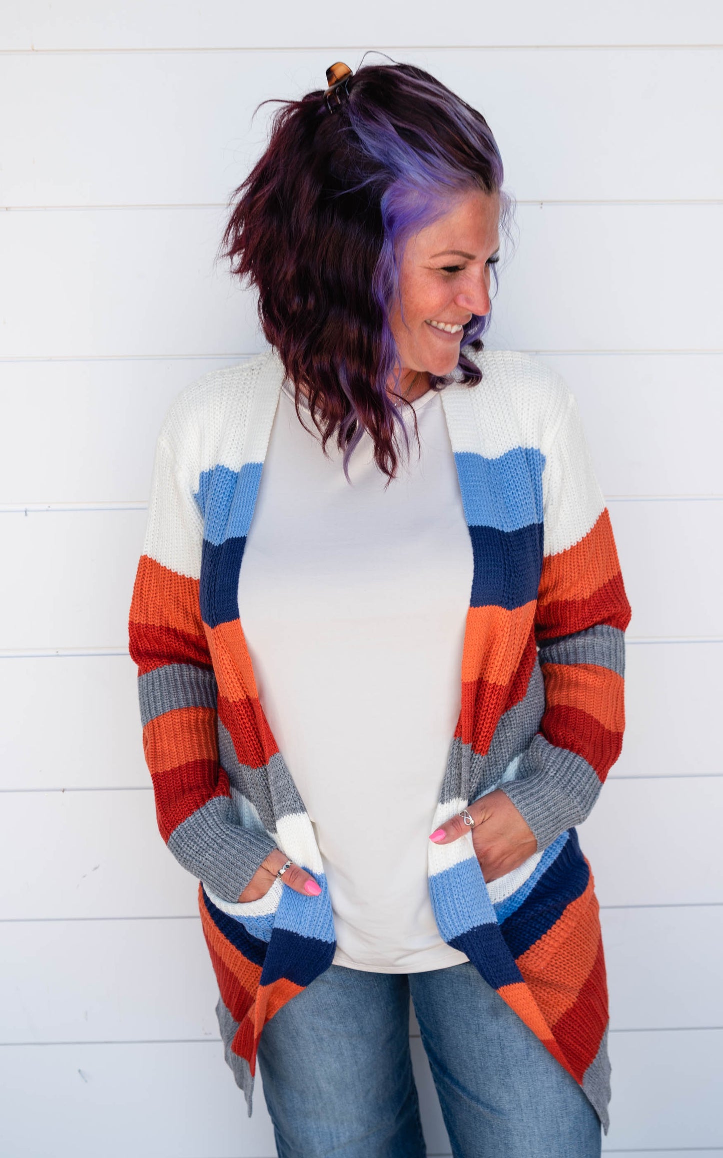 fall striped cardigan