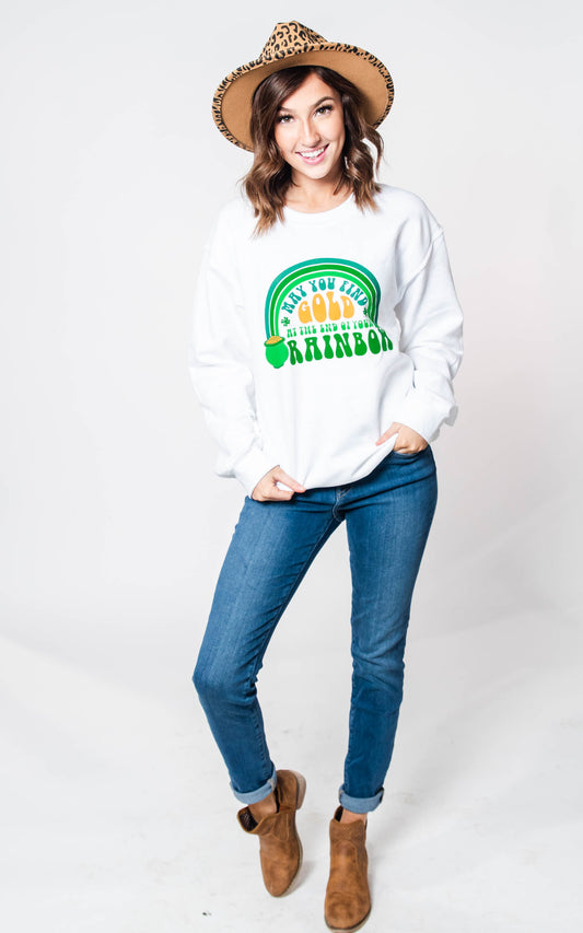 May You Find Gold At the End of the Rainbow Crewneck Sweatshirt, CLOTHING, BAD HABIT APPAREL, BAD HABIT BOUTIQUE