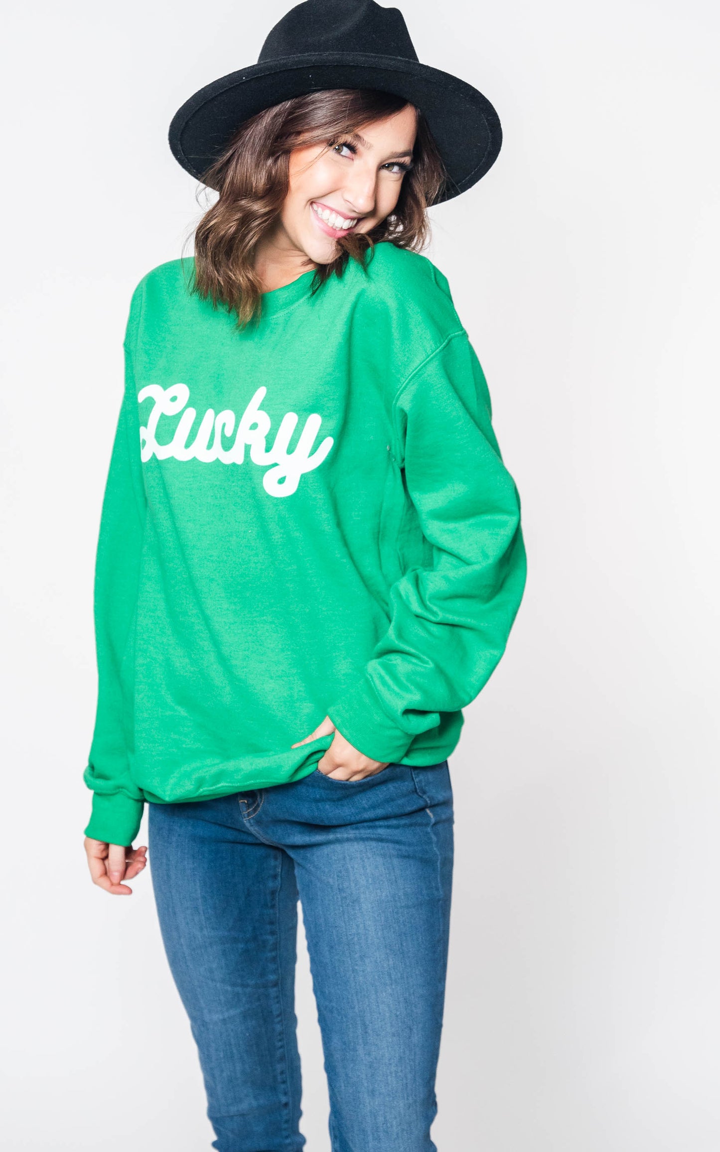LUCKY Irish Green Crewneck Sweatshirt, CLOTHING, BAD HABIT APPAREL, BAD HABIT BOUTIQUE