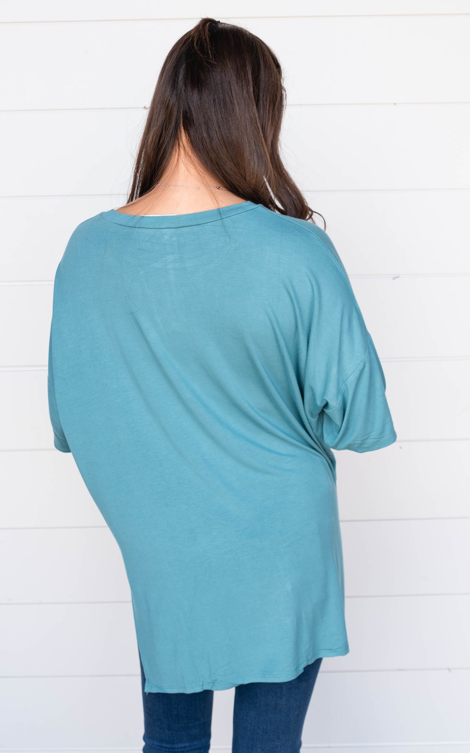 dusty teal luxe tee