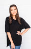 short sleeve black high low top