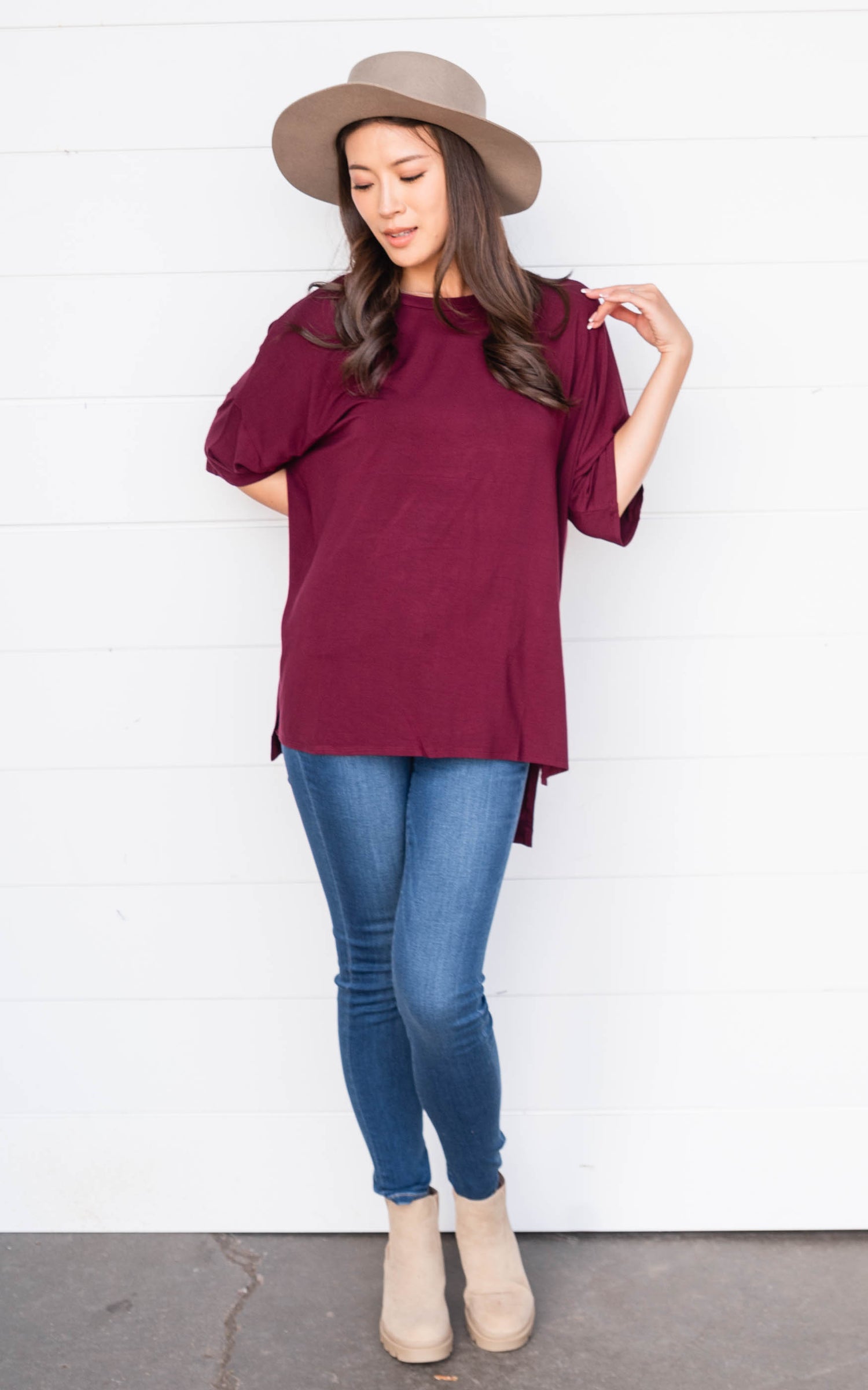 oversized short sleeve top