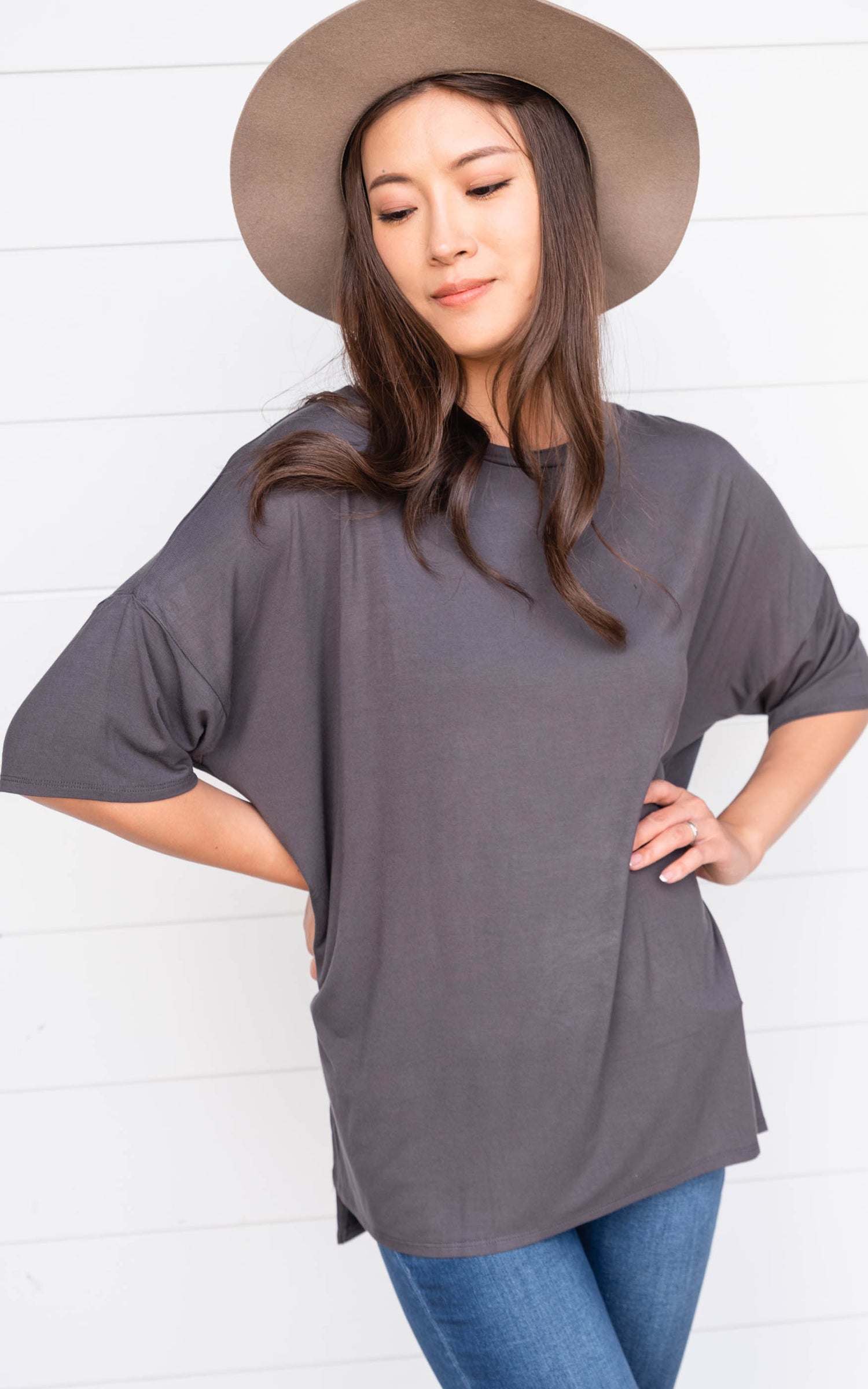 DUSTY GREY dolman top