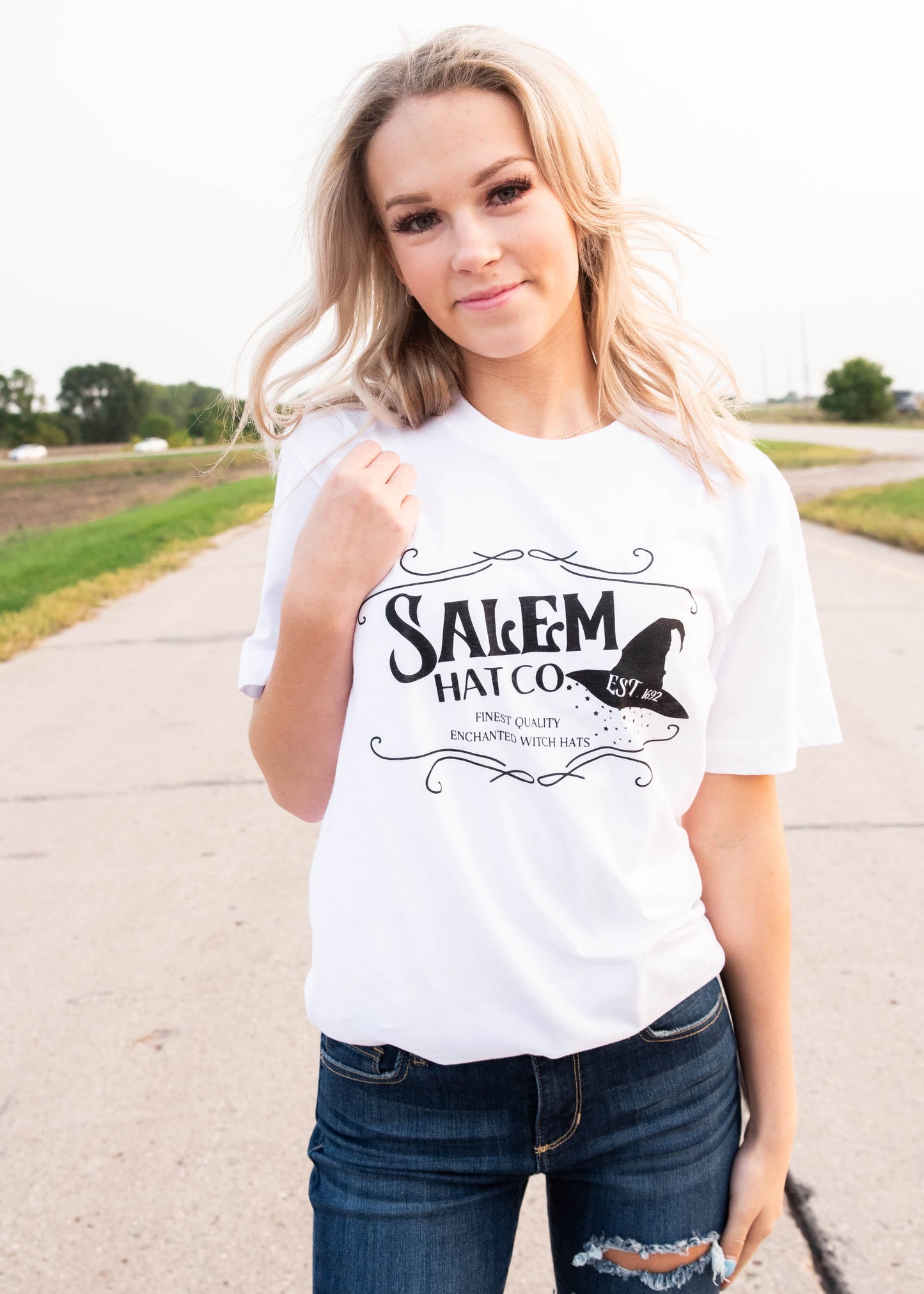 Salem Hat Co Graphic T-shirt - White, CLOTHING, BAD HABIT APPAREL, BAD HABIT BOUTIQUE