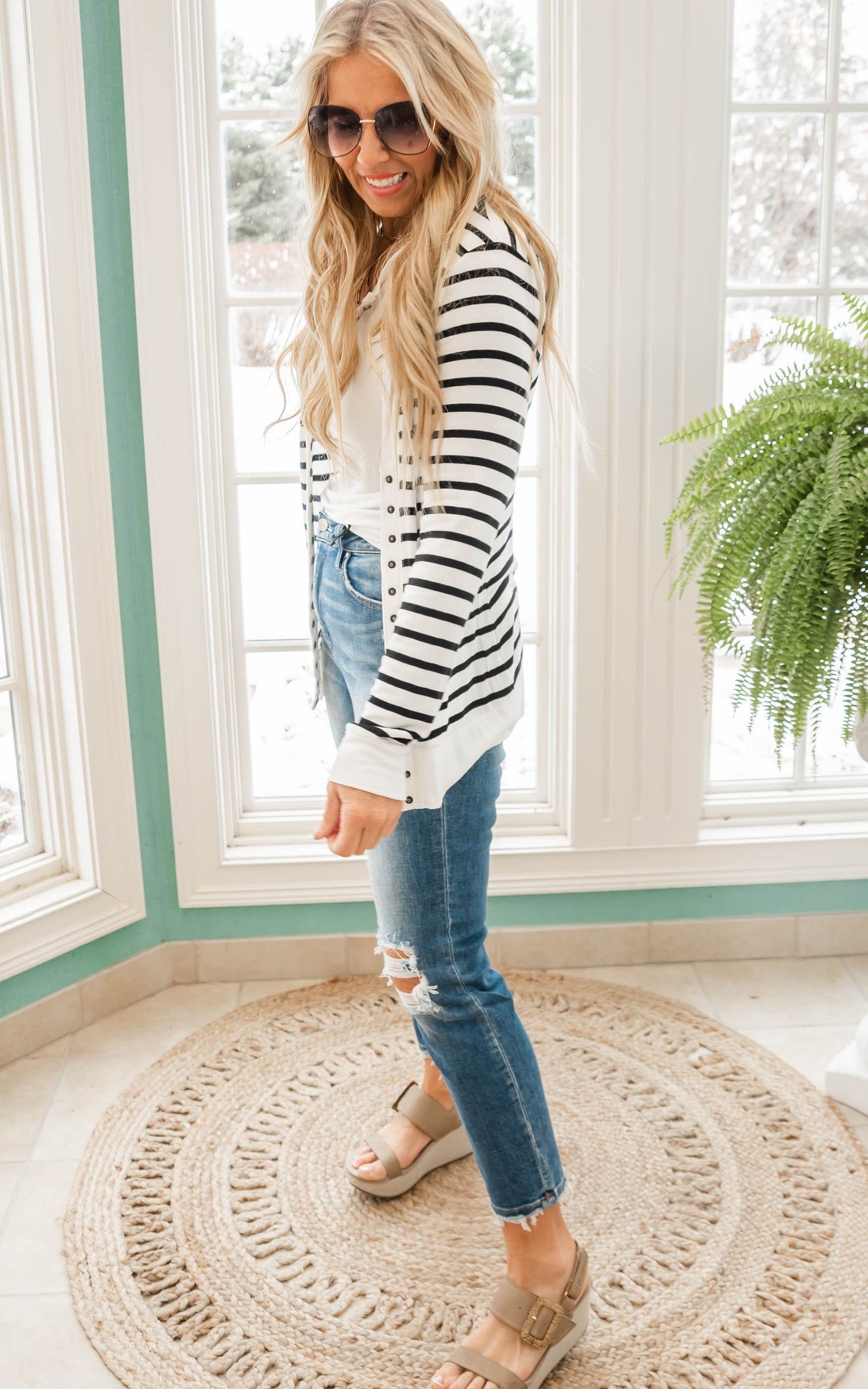 Zenana striped cardigan