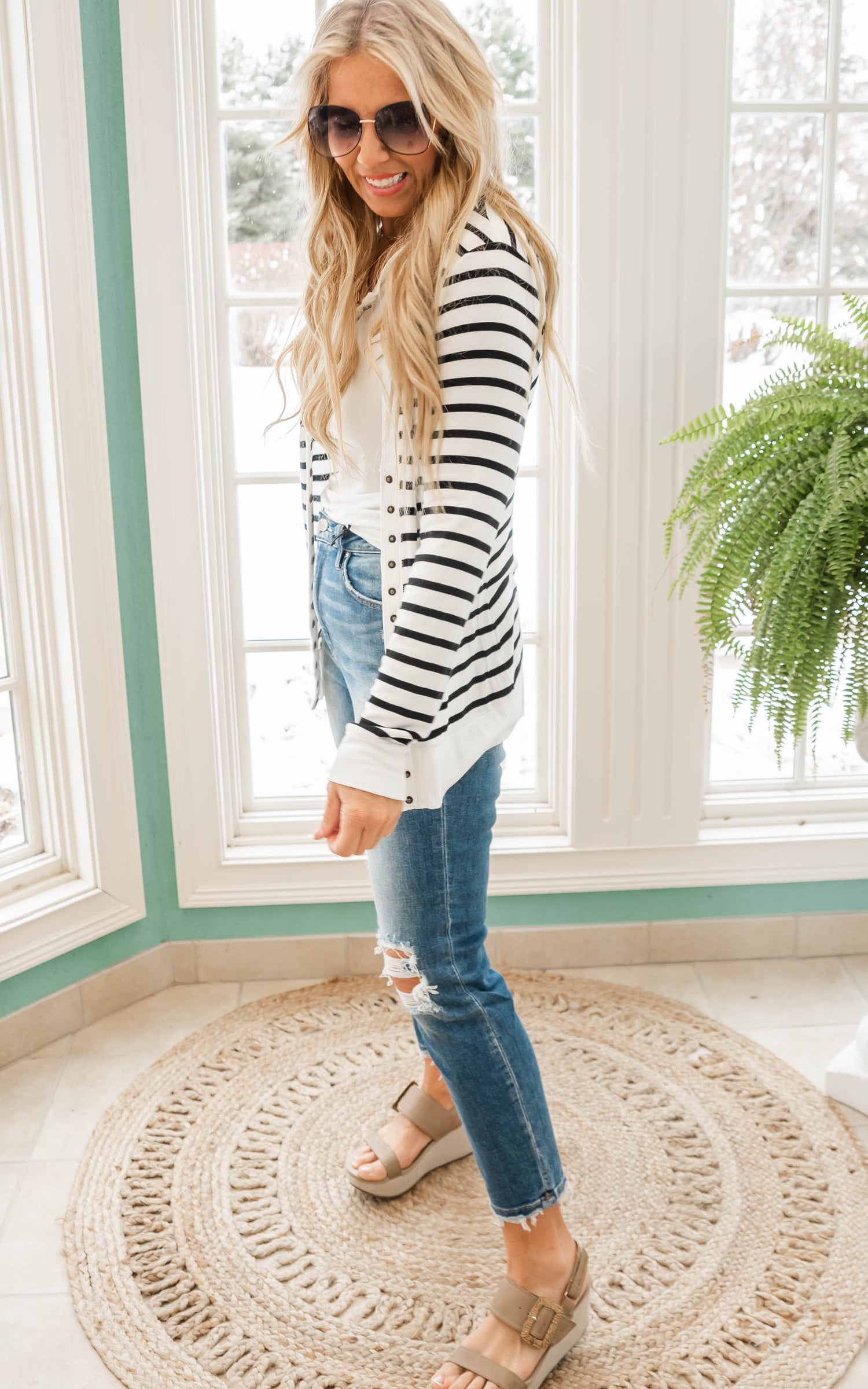 Zenana striped cardigan