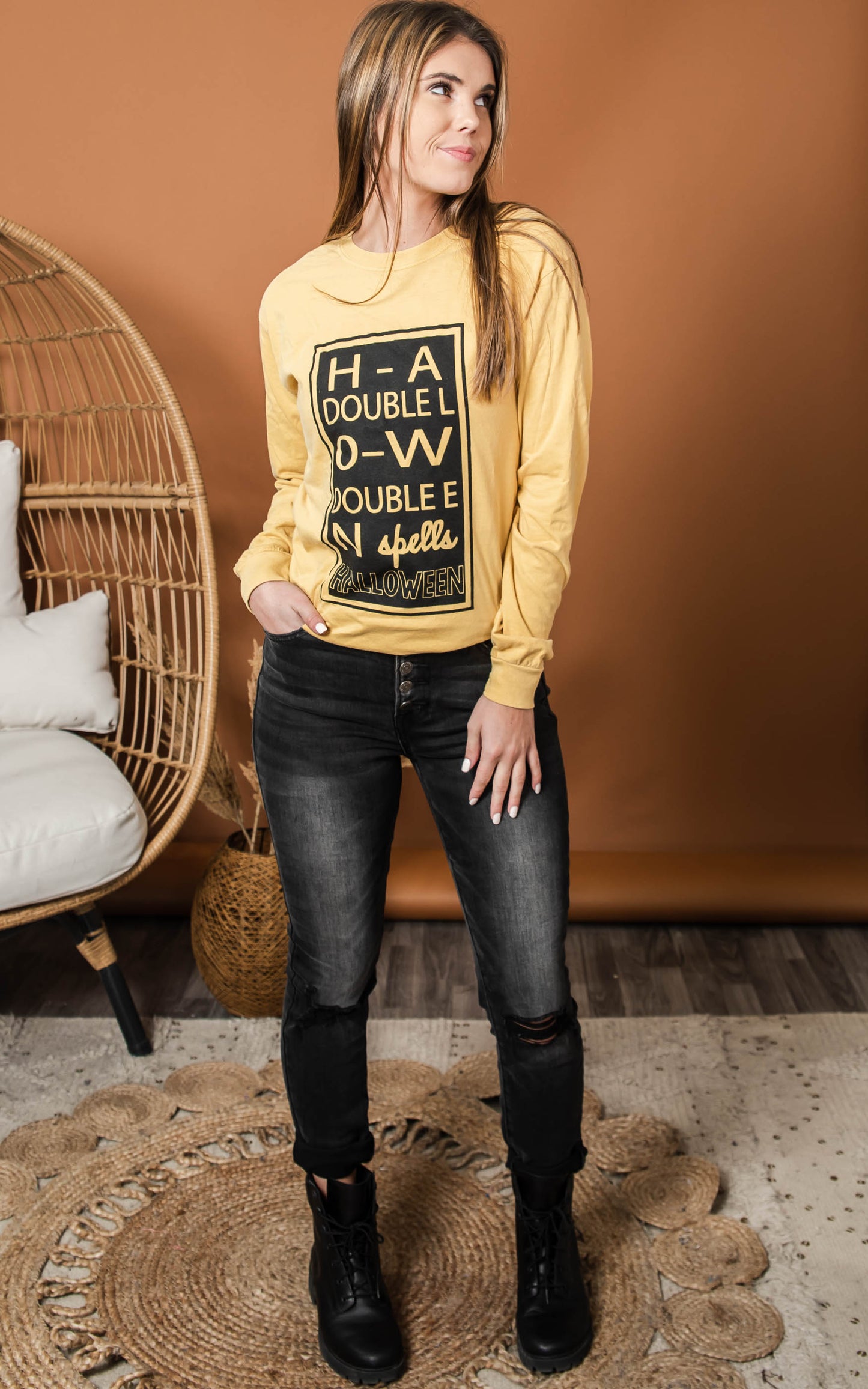 mustard halloween top