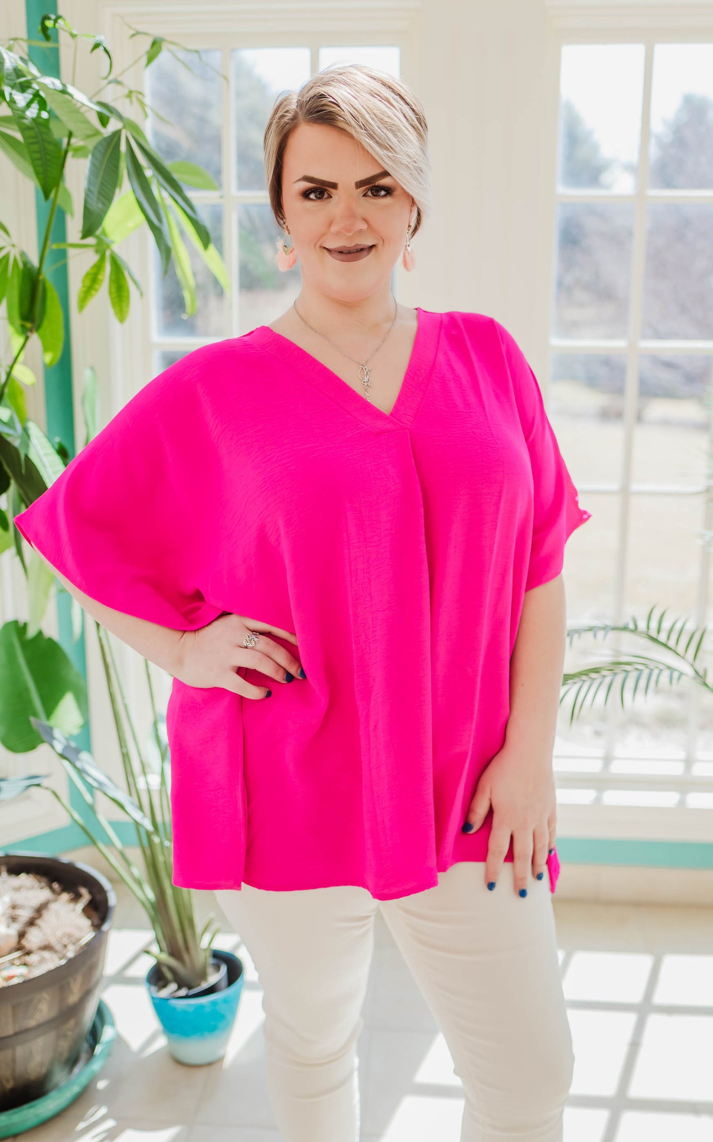 pink oversized top