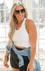 WHITE Racerback Crop Brami Tank Top