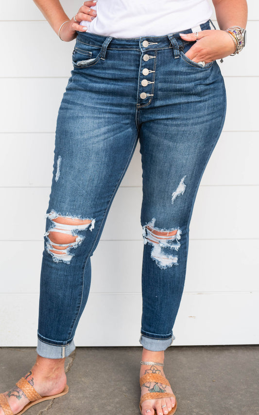 button skinny jeans
