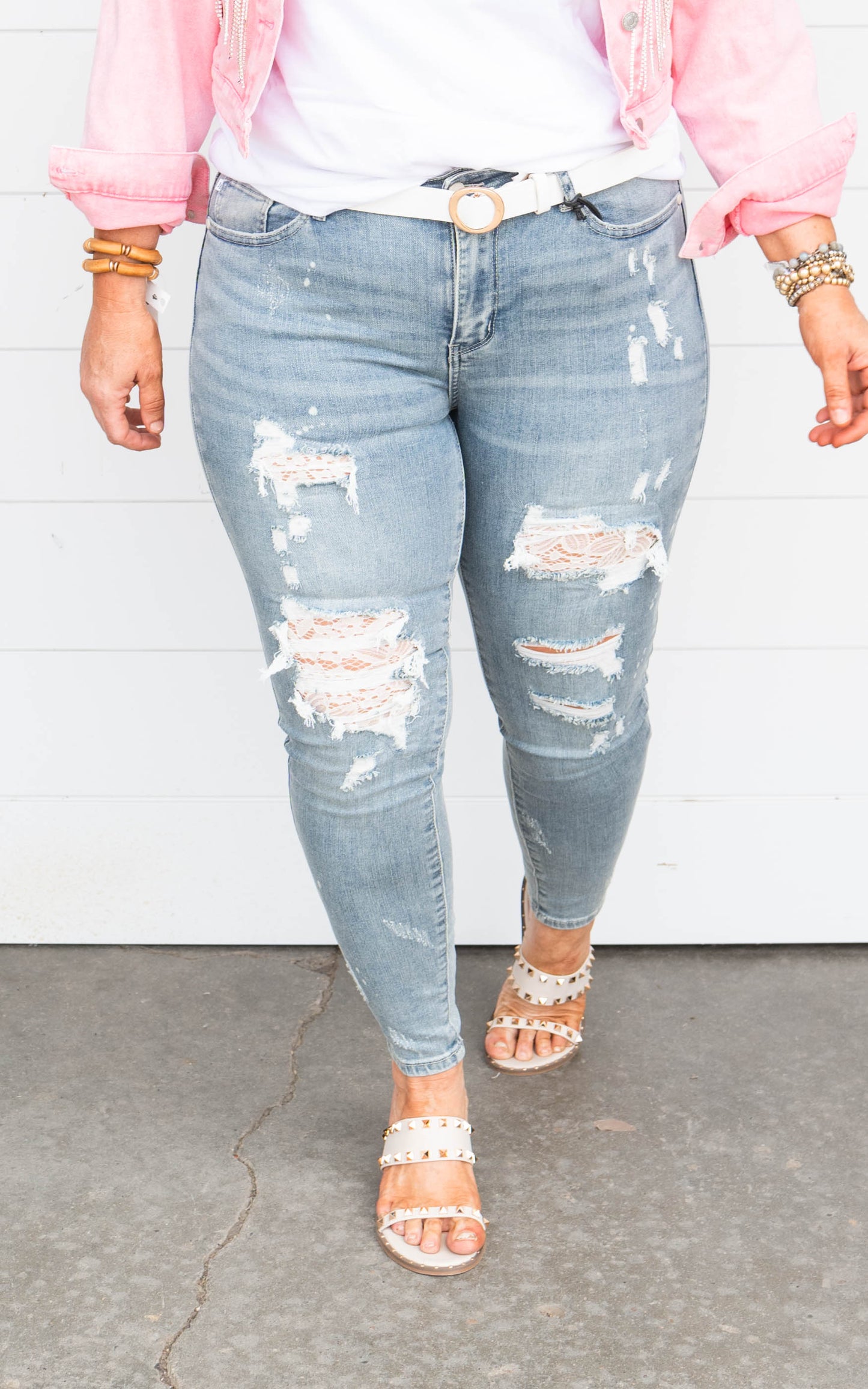 lace patch skinny jean