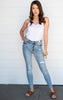 high rise distressed skinny denim