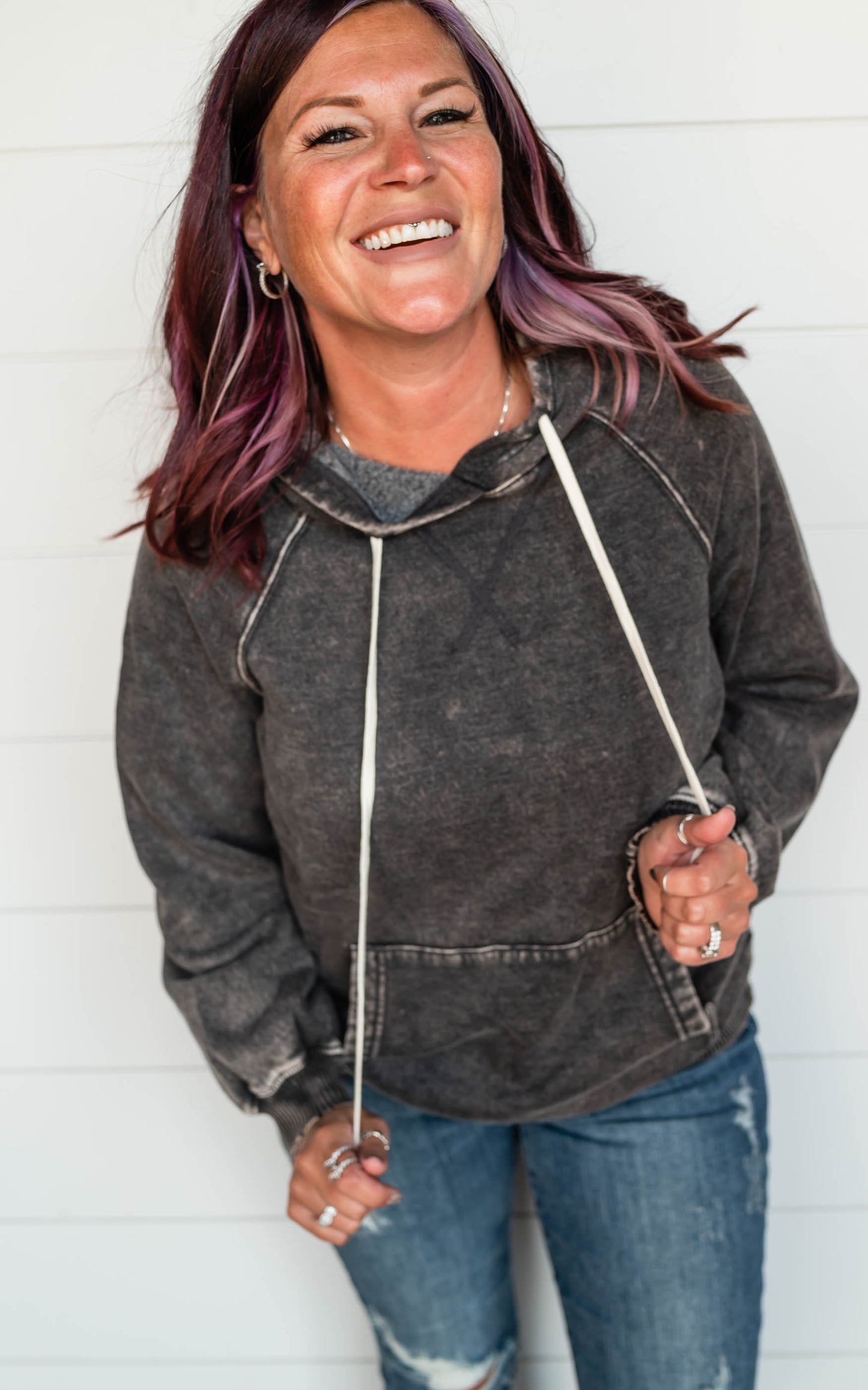 black acid wash hoodie