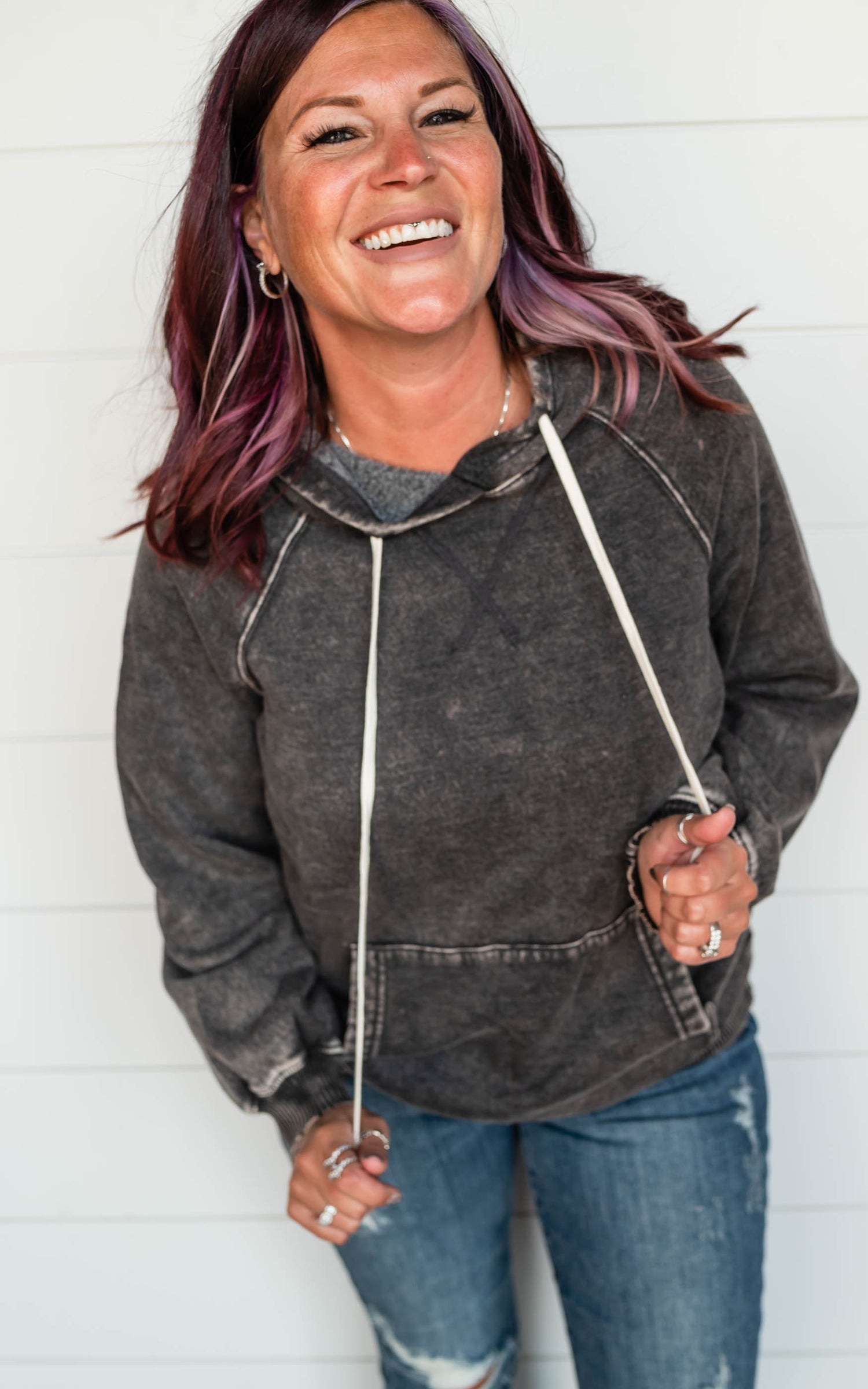 black acid wash hoodie