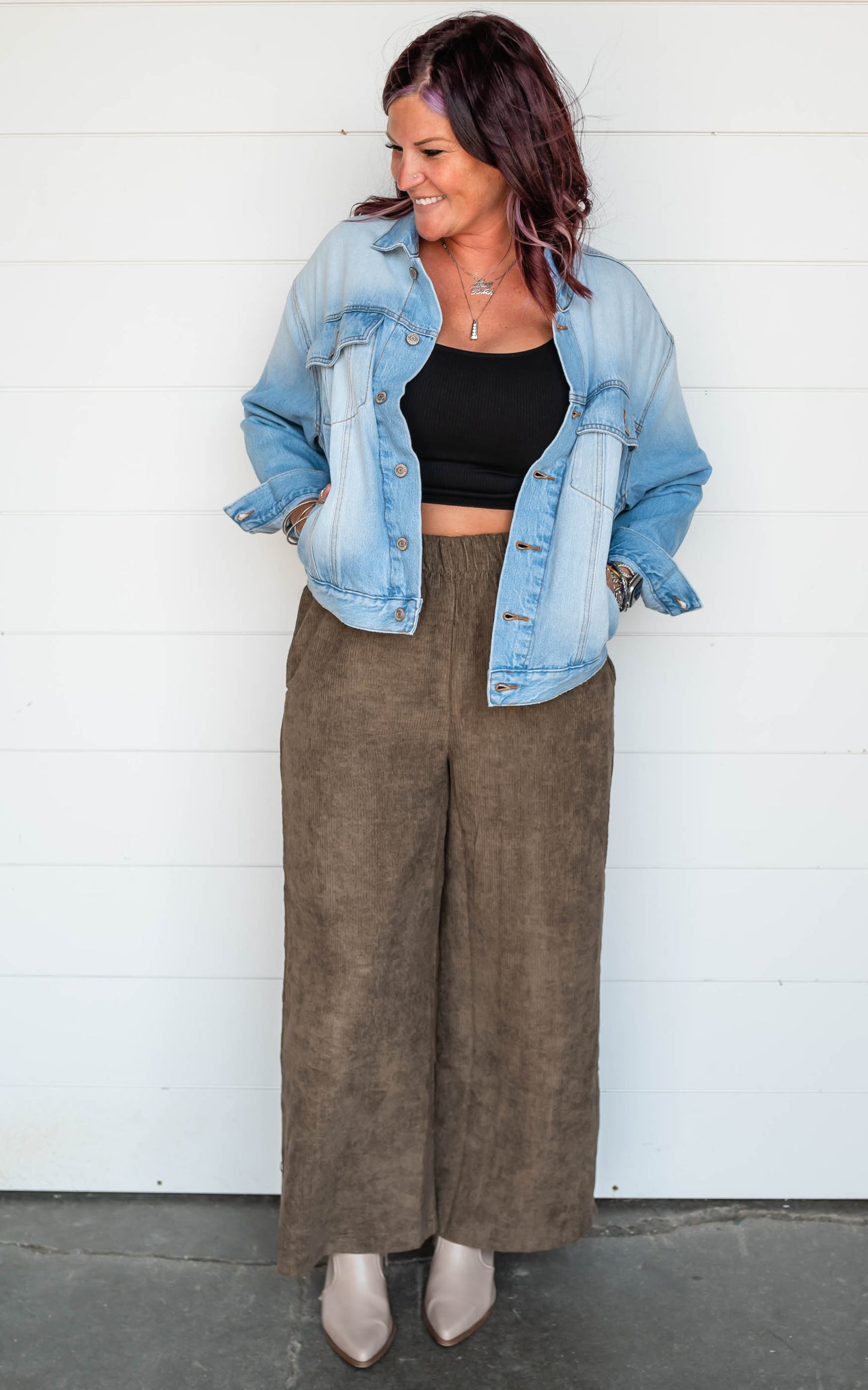 olive wide leg cords