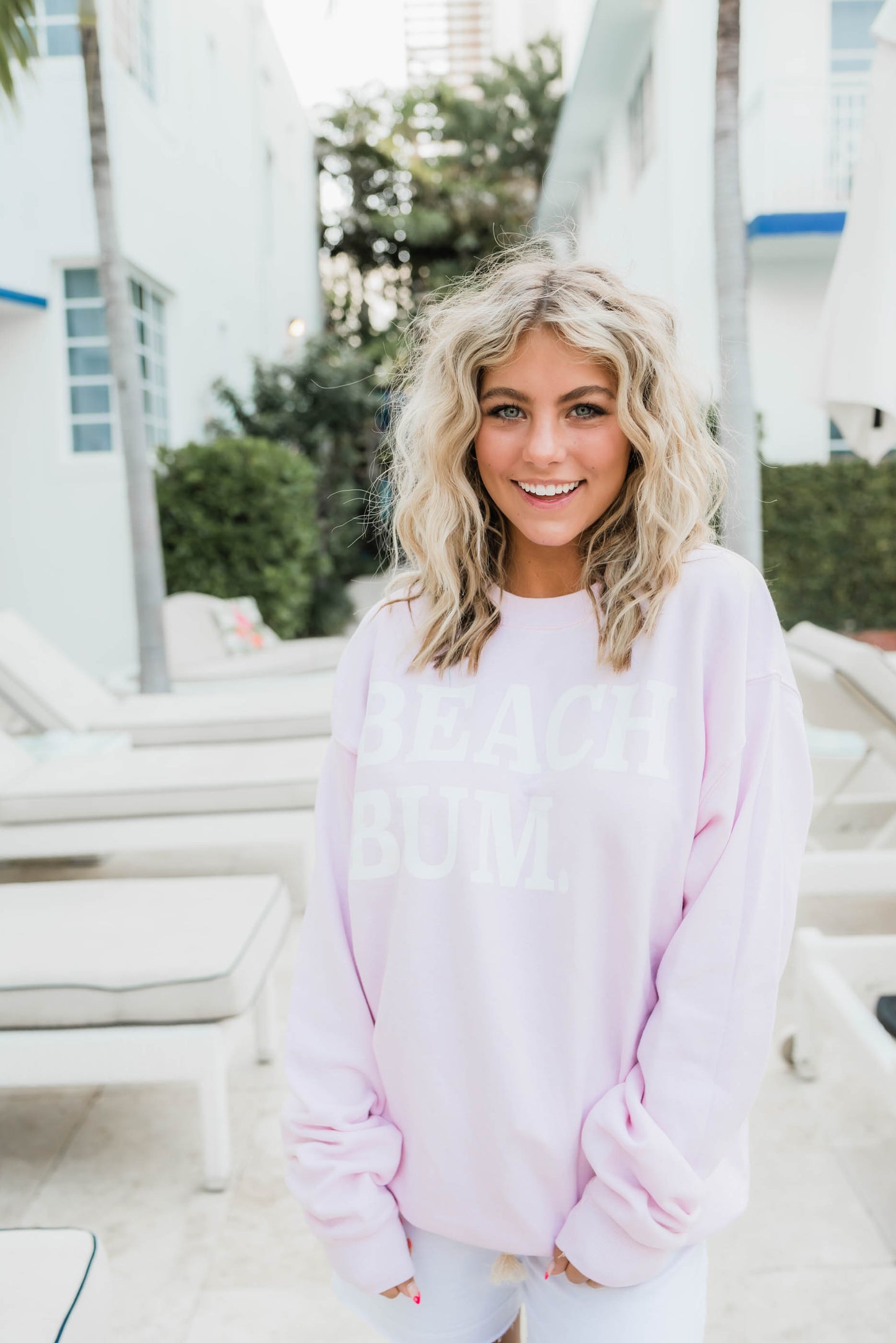 pink beach sweatshirt