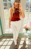 soft ribbed crew neck tank top
