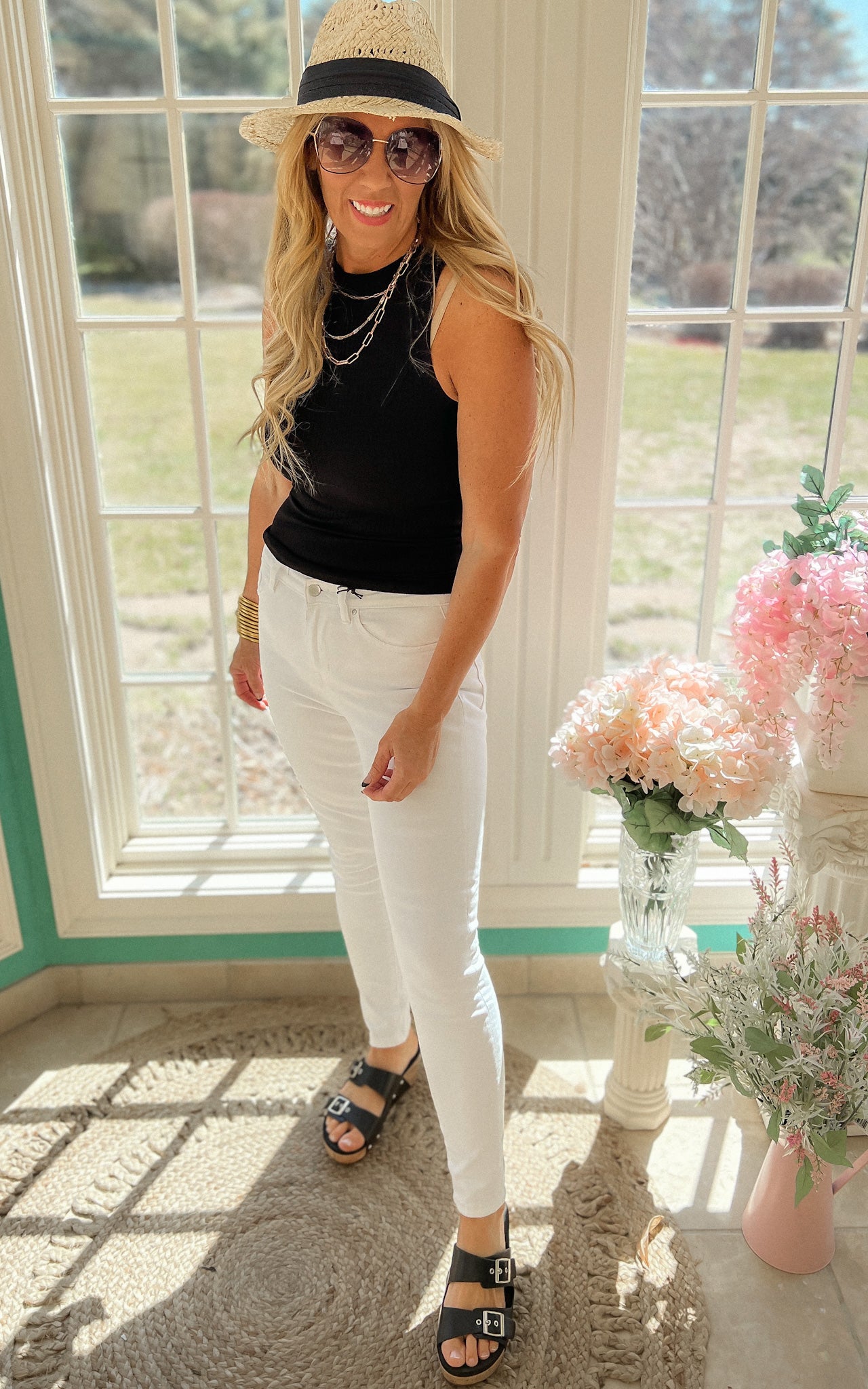 black soft ribbed tank top