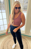 BROWN SEAMLESS CROPPED TANK TOP
