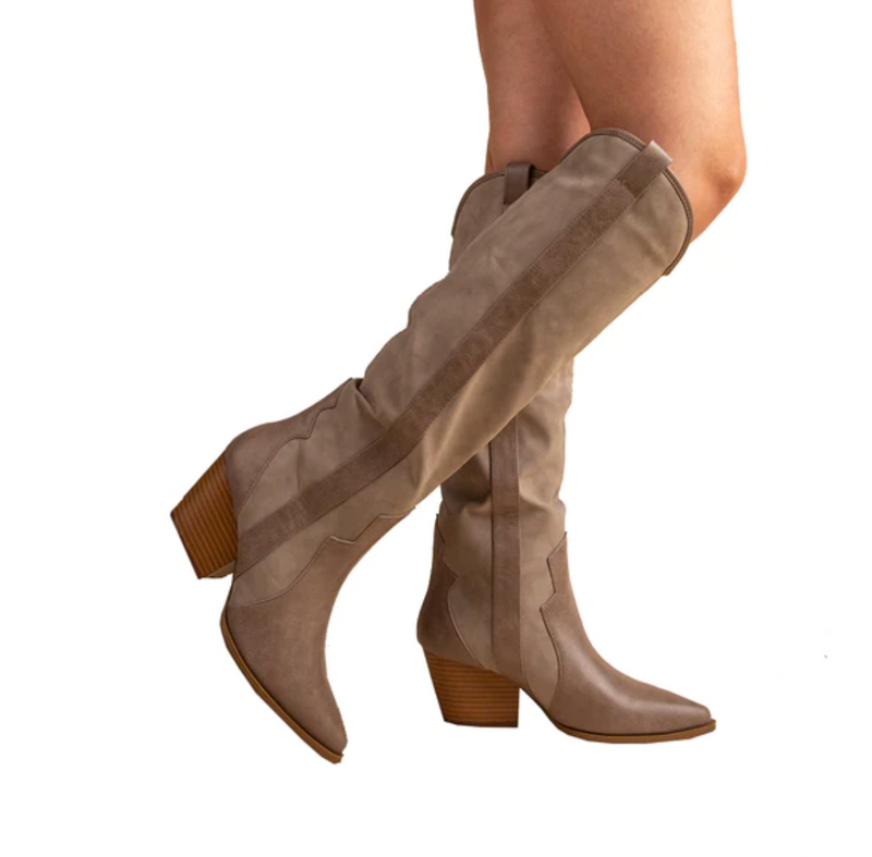 Worth It Everytime Western Knee Boot Taupe - Final Sale