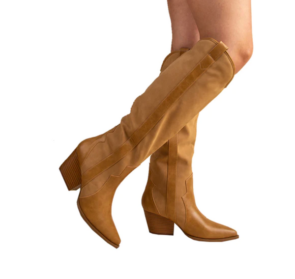 Worth It Everytime Western Knee Boot Tan - Final Sale