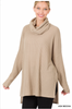 Ash mocha thermal waffle high low sweater