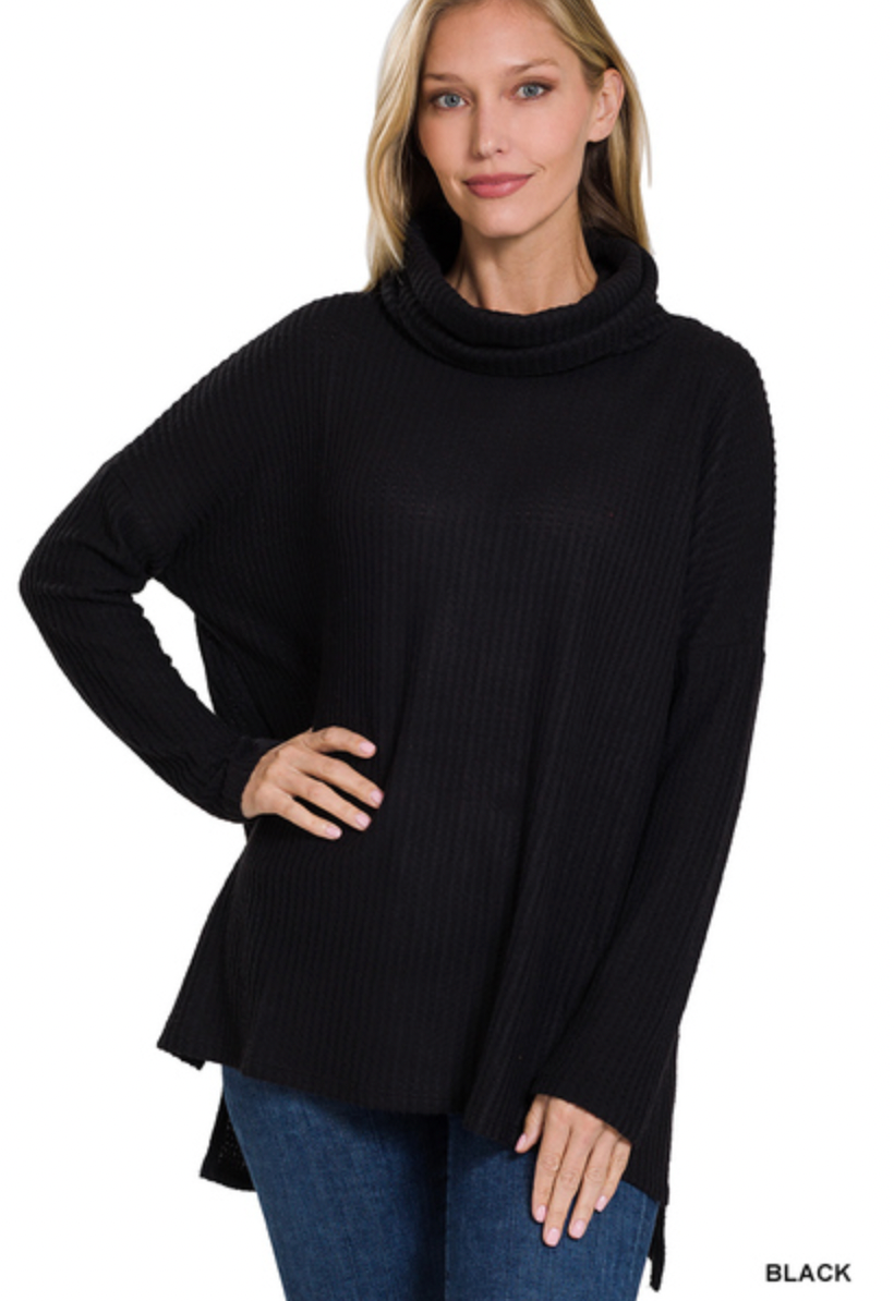 black high low thermal tunic