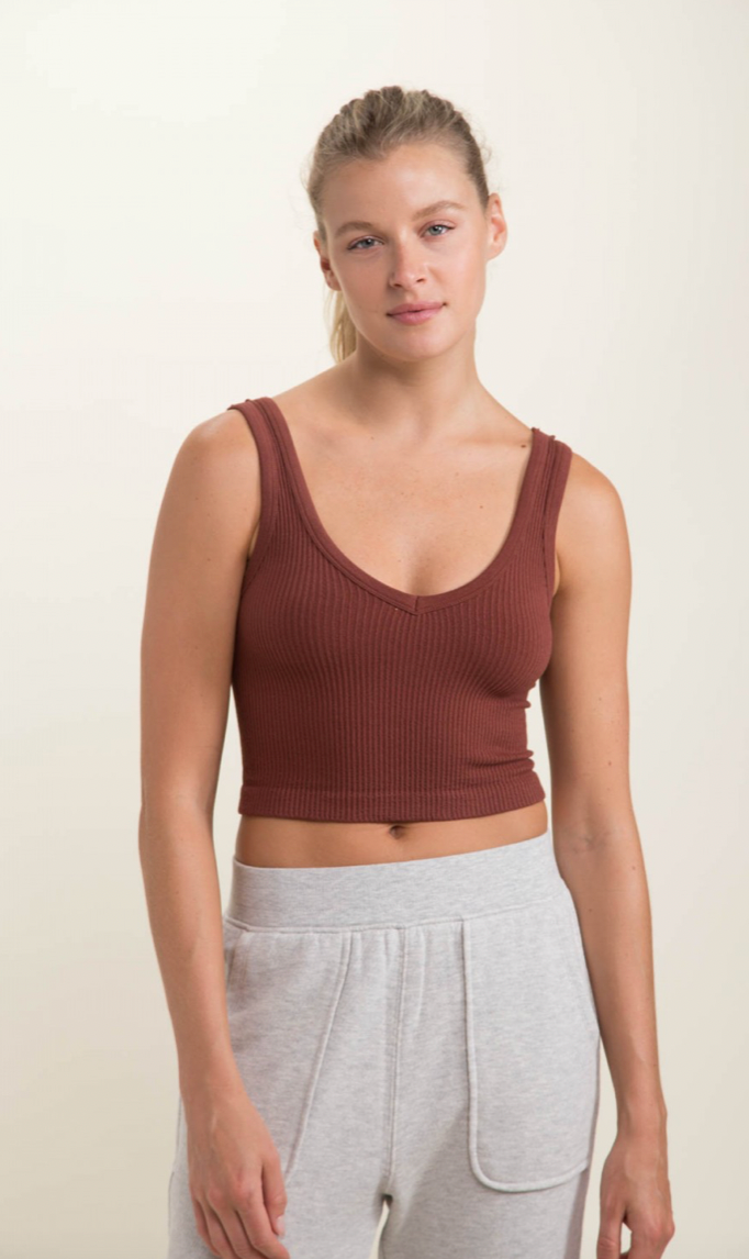 Ribbed Seamless Cropped Tank Top by Mono B - Final Sale**