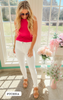 fuchsia ribbed tank top