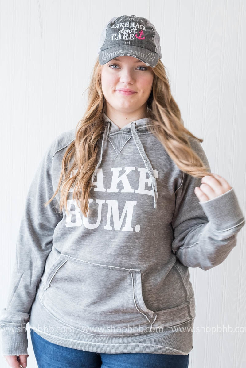 (The Original) Lake Bum Hoodie Unisex Fit - Gray - BAD HABIT BOUTIQUE