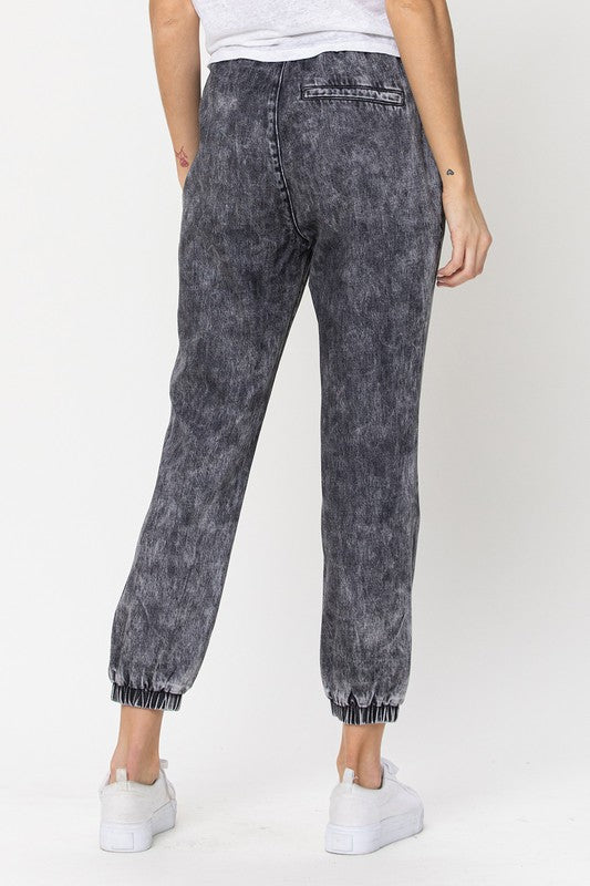 ACID WASH RELAXED DRAWSTRING JOGGER PANTS - Final Sale**