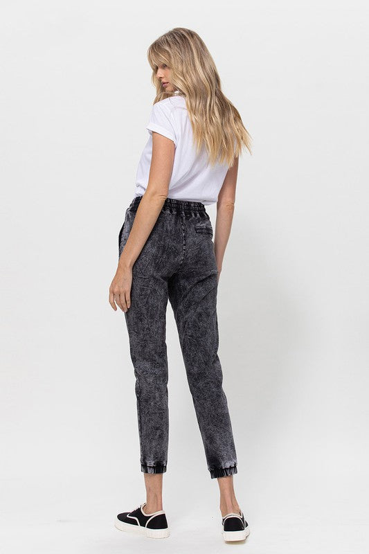 ACID WASH RELAXED DRAWSTRING JOGGER PANTS - Final Sale**