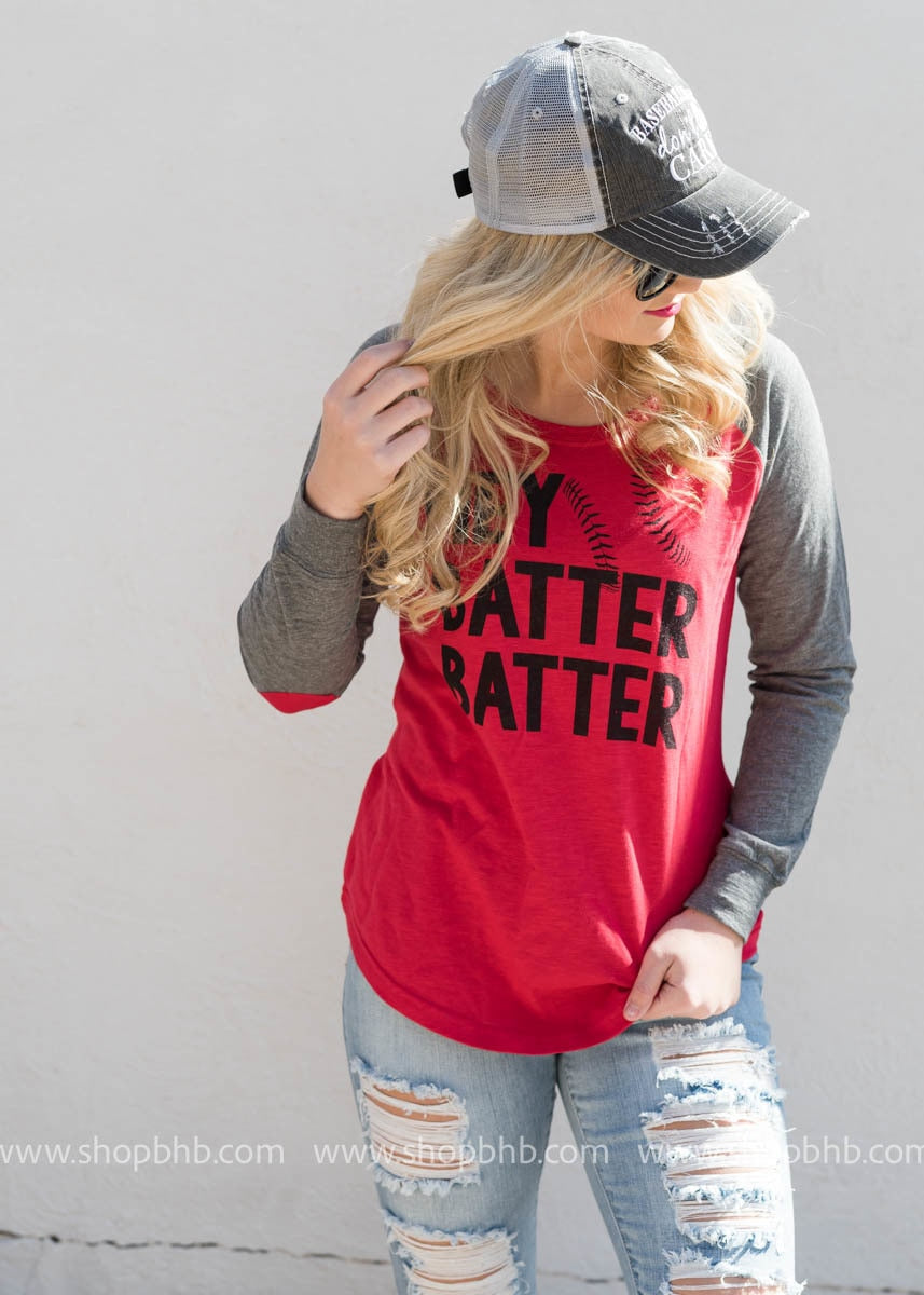 Hey Batter Batter Baseball Long Sleeve - BAD HABIT BOUTIQUE