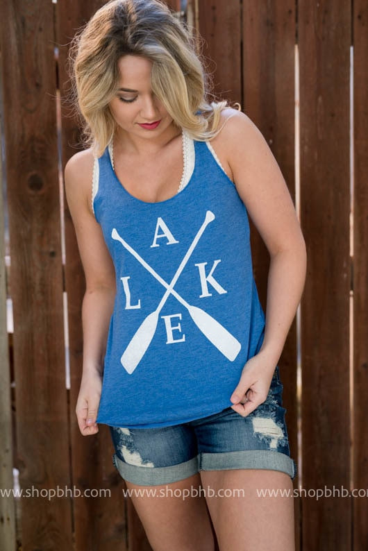 Lake Paddle Tank Top - Blue - BAD HABIT BOUTIQUE