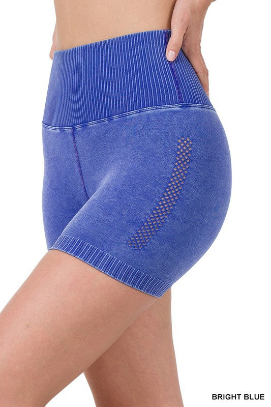 Zenana Mineral Wash Seamless Biker Shorts