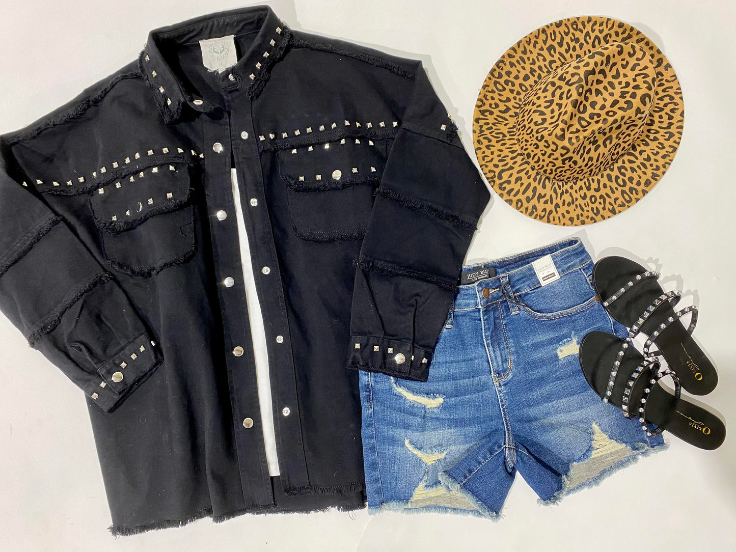 Black Denim Studded Denim Jacket