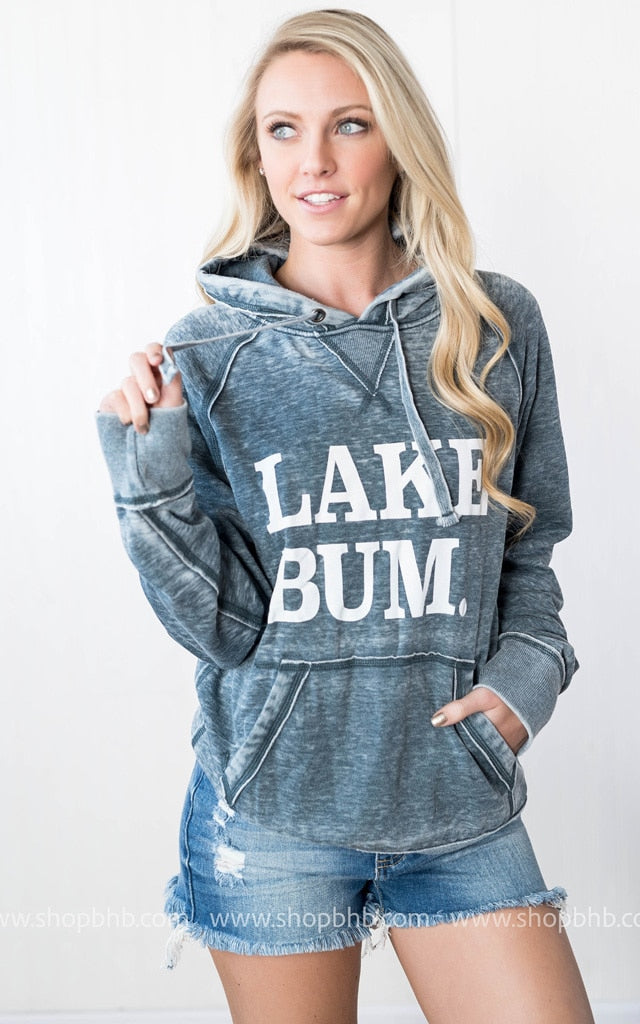 Lake Bum Hoodie || Vintage Navy - BAD HABIT BOUTIQUE