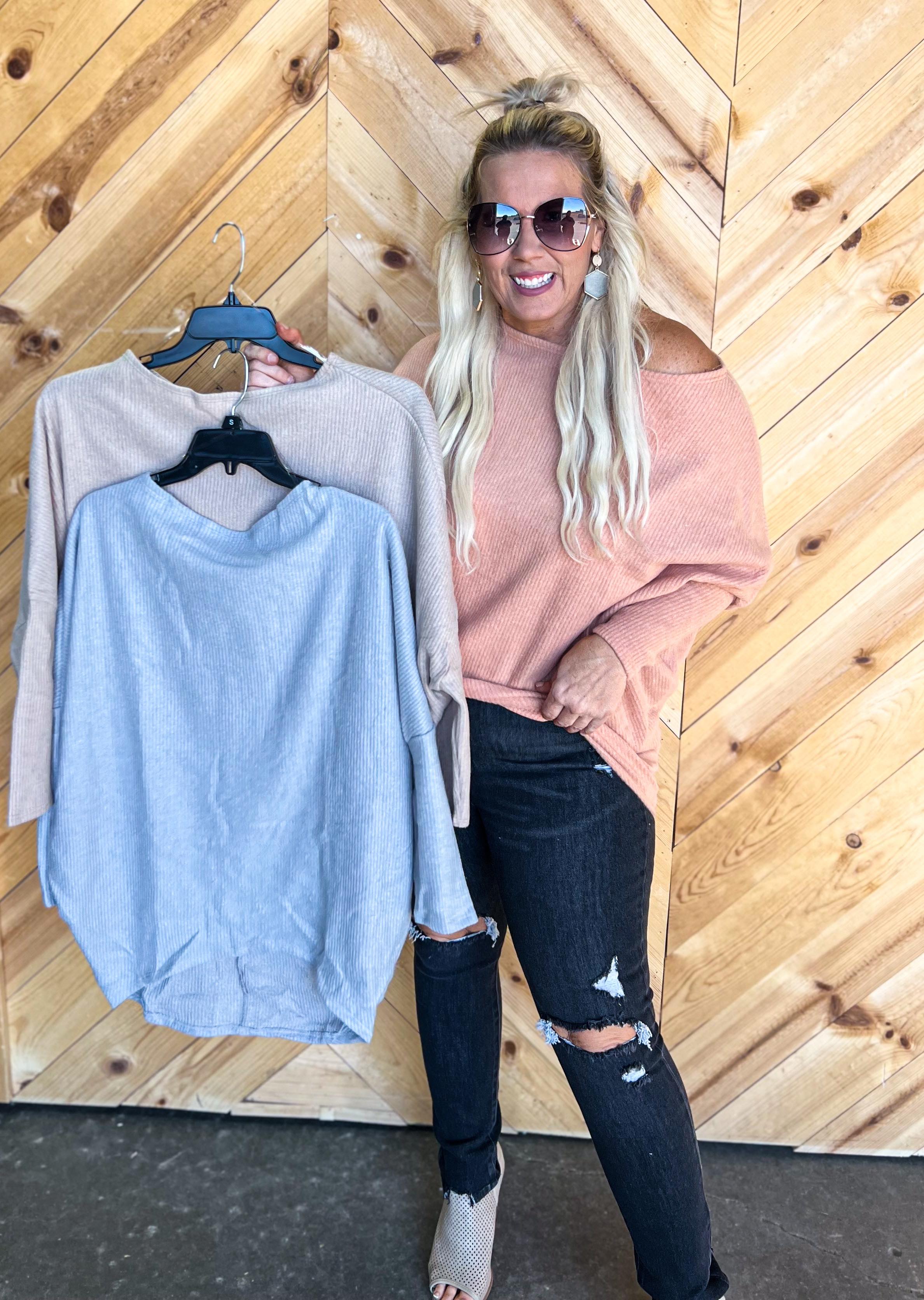 Washed Ribbed Dolman Long Sleeve Top - Final Sale