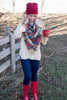 Plaid Blanket Scarf -Red/Taupe/Green - BAD HABIT BOUTIQUE
