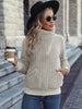 Cowl Neck Solid Color Rib Textured Sweatshirt
