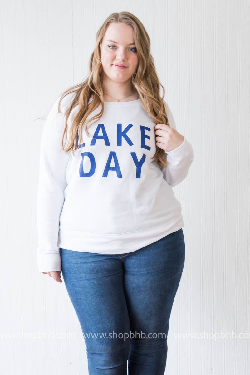 Lake Day Fleece Slouchy - White - BAD HABIT BOUTIQUE