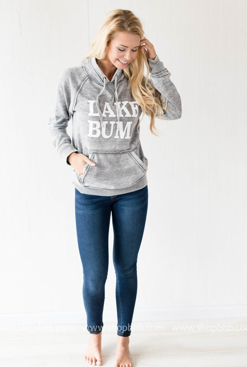 (The Original) Lake Bum Hoodie Unisex Fit - Gray - BAD HABIT BOUTIQUE