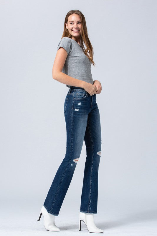 Flying Monkey Mid Rise Distressed Bootcut Jeans - Vervet - Final Sale