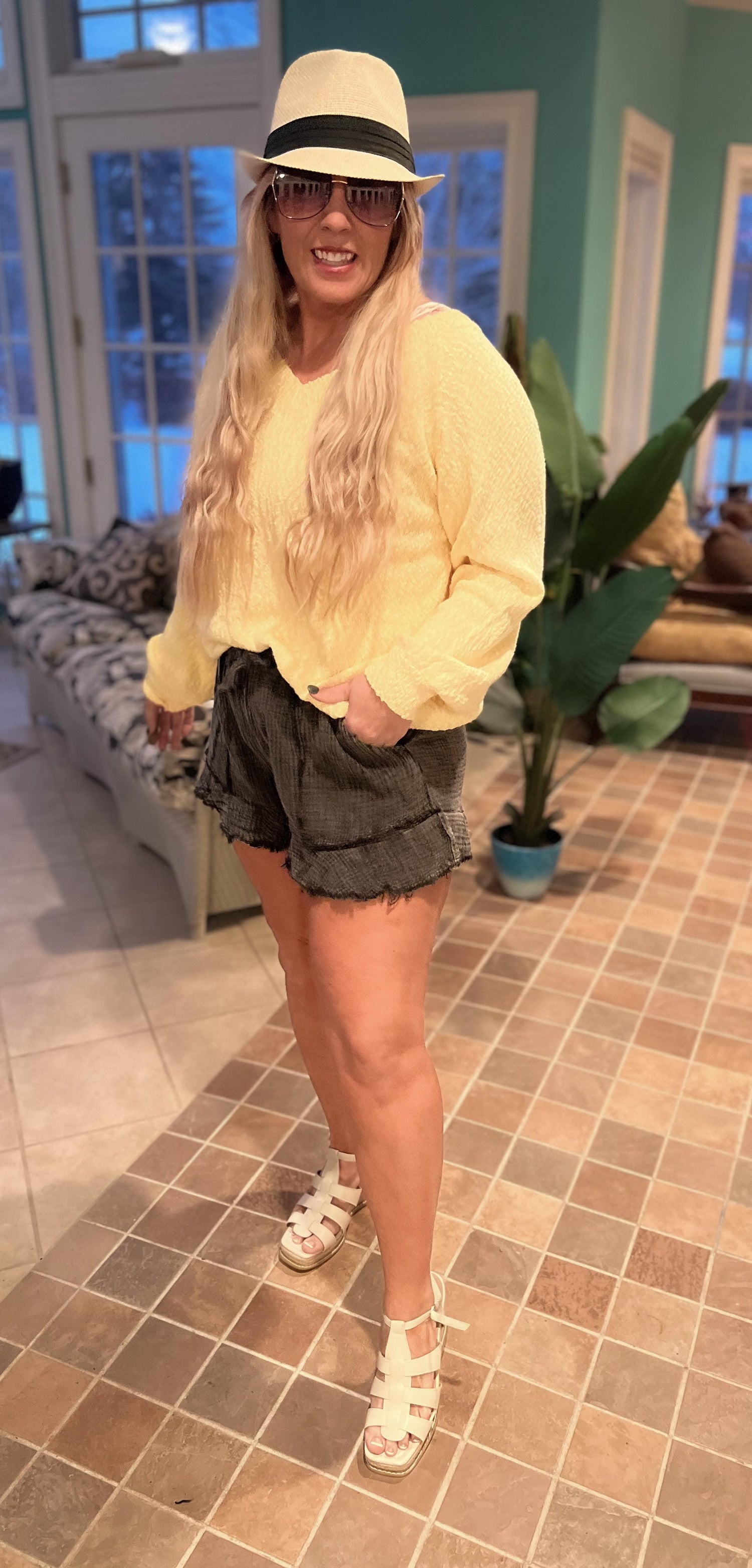 Mineral Wash Gauze Shorts- Heyson