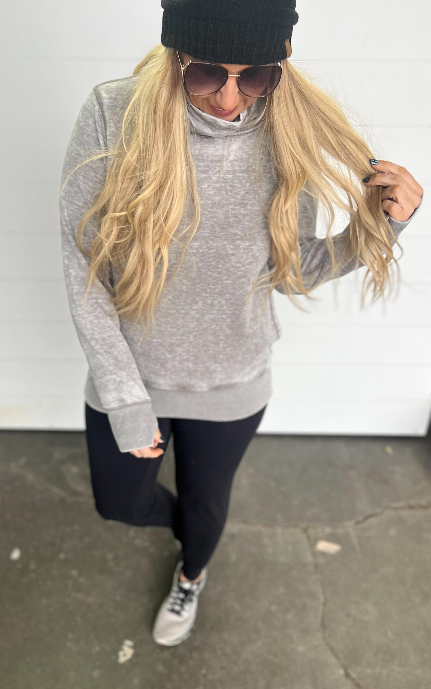 zen fleece cowl neck