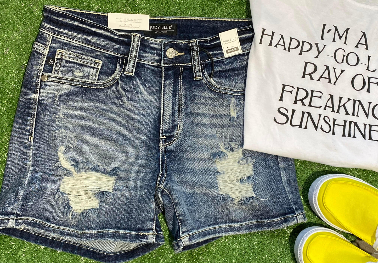 Olivia Mid-Rise Distressed Denim Shorts - Judy Blue | FINAL SALE