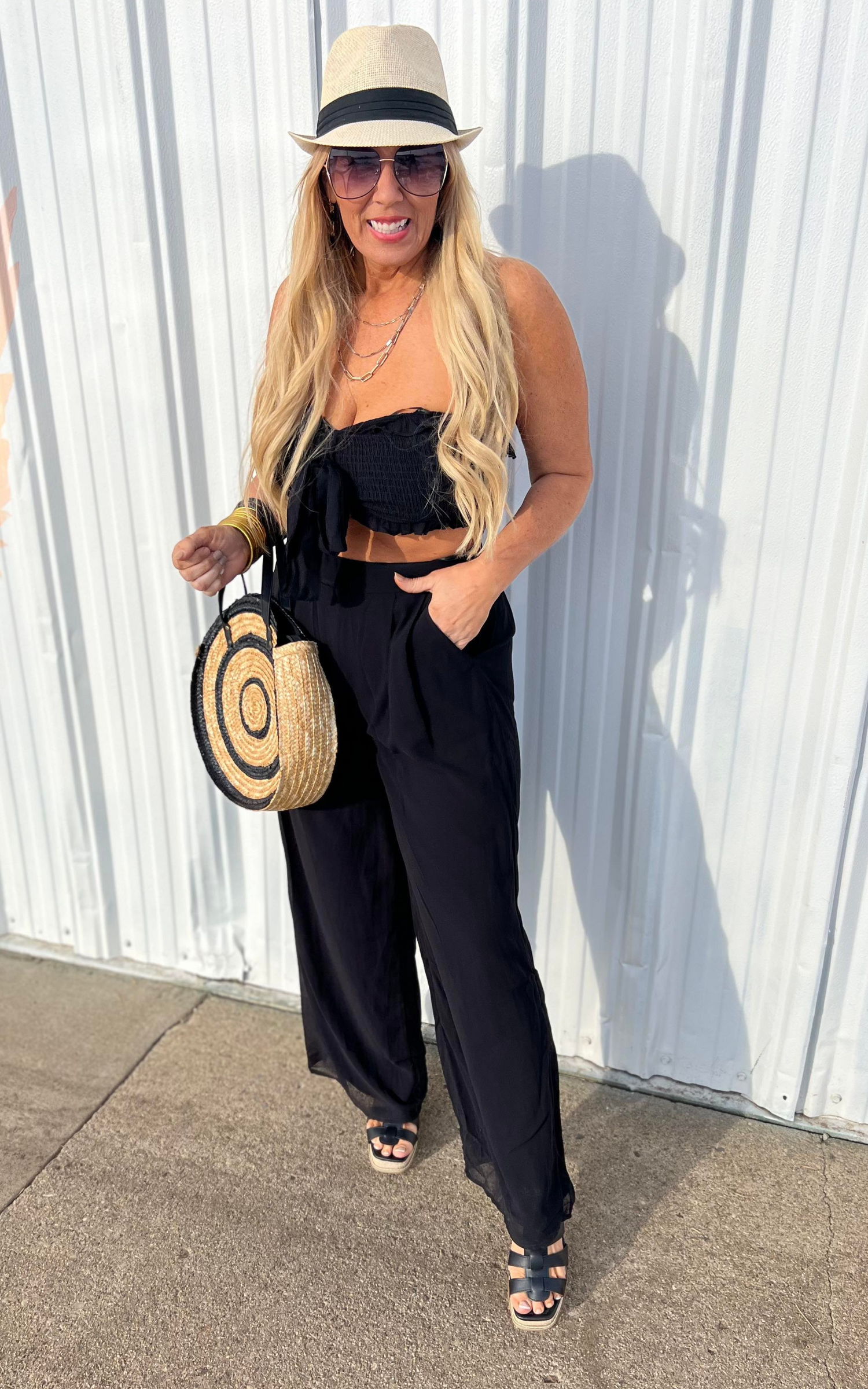 TOP SMOCKED WITH TIE and Pant