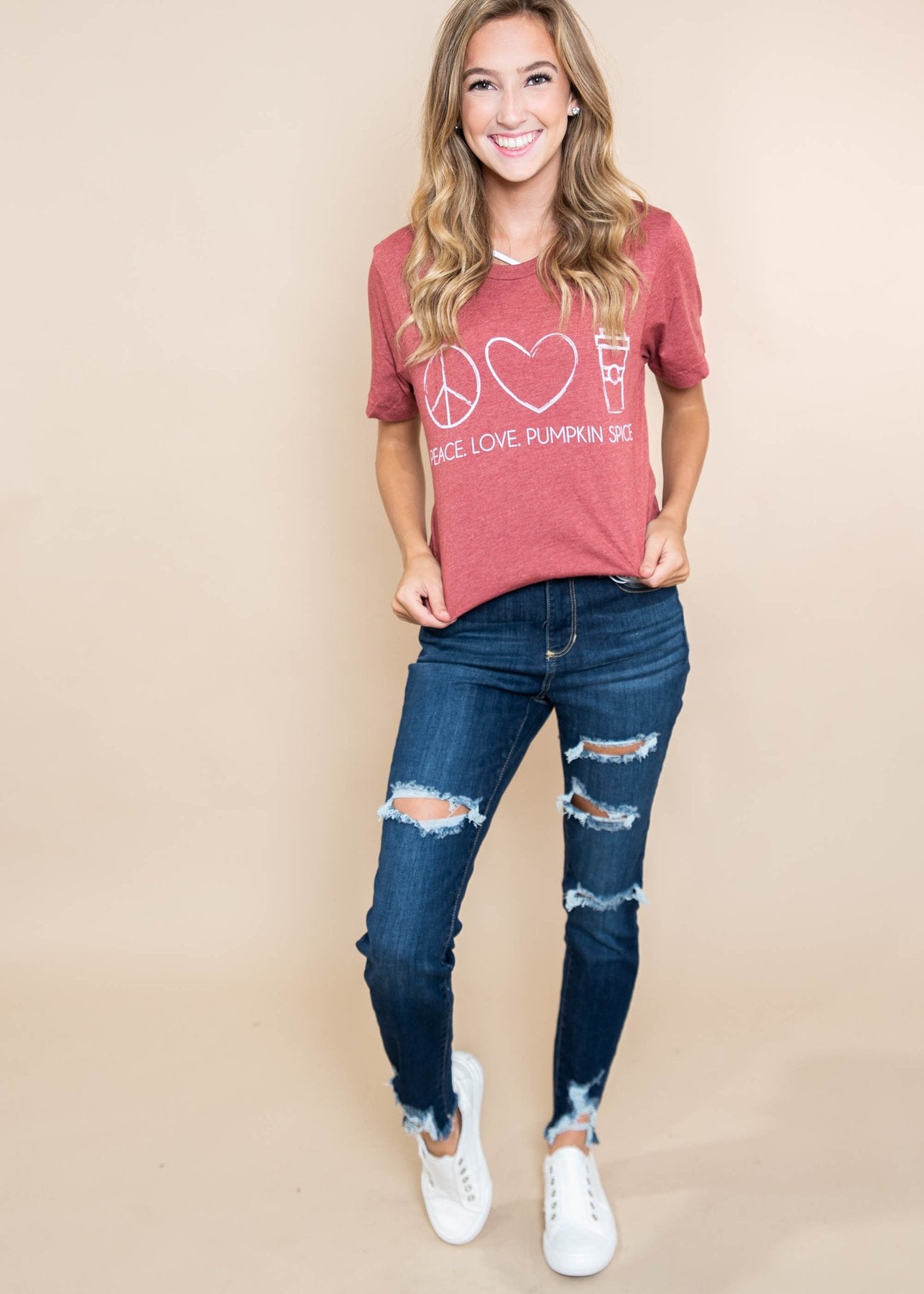 Peace, Love, Pumpkin Spice T-shirt - BAD HABIT BOUTIQUE